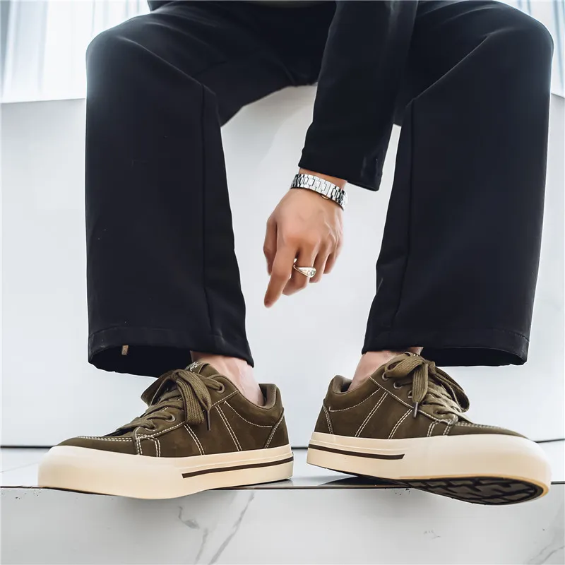 Colorful Creations Skateboard Shoes Men Low Top Black/Camel/Army Green-12