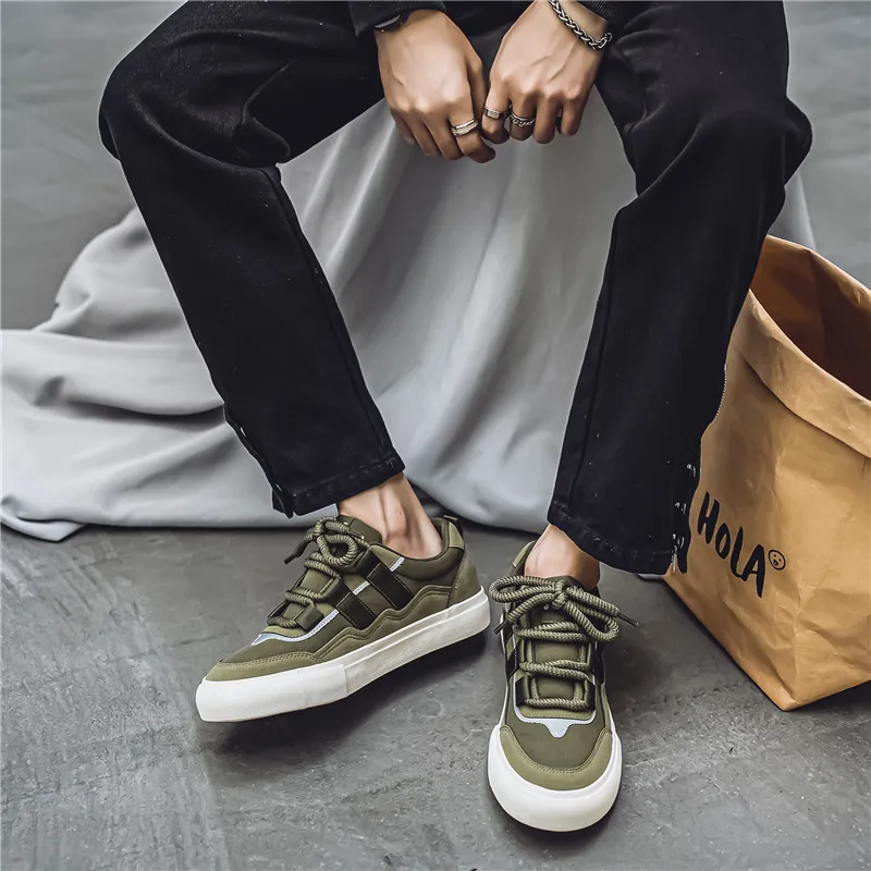 Colorful Creations Skateboard Shoes Men Low Top Black/Green/Camel-7