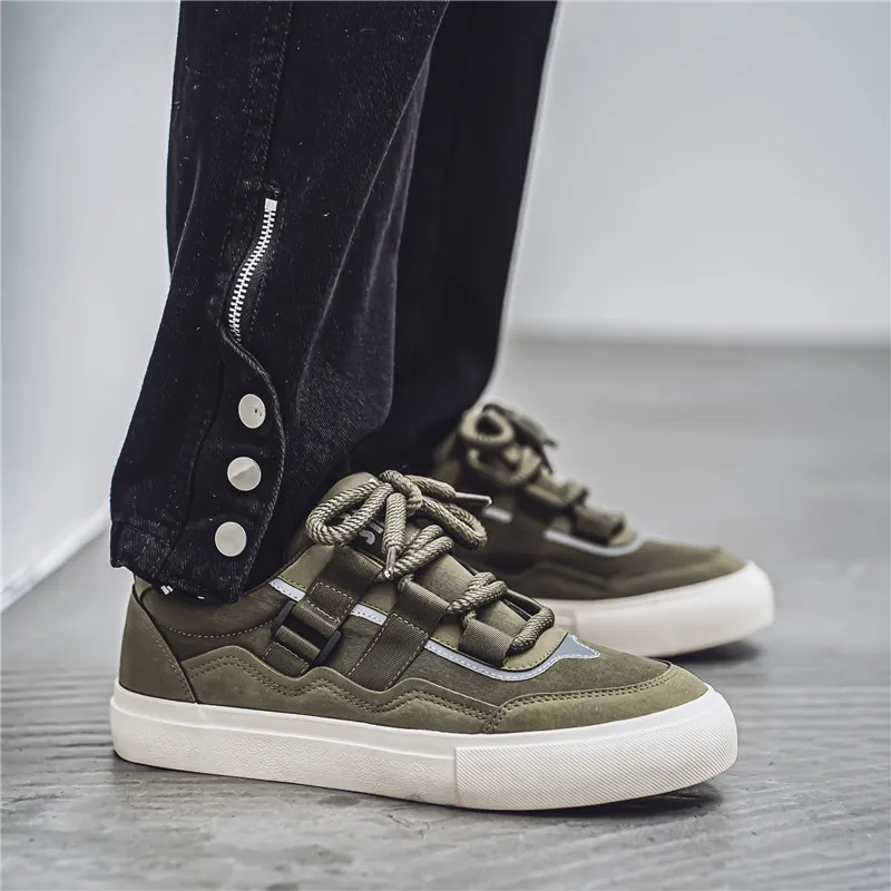 Colorful Creations Skateboard Shoes Men Low Top Black/Green/Camel-8