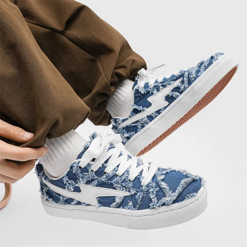 Colorful Creations Skateboard Shoes Unisex Low Top Denim Blue/Denim Black-5