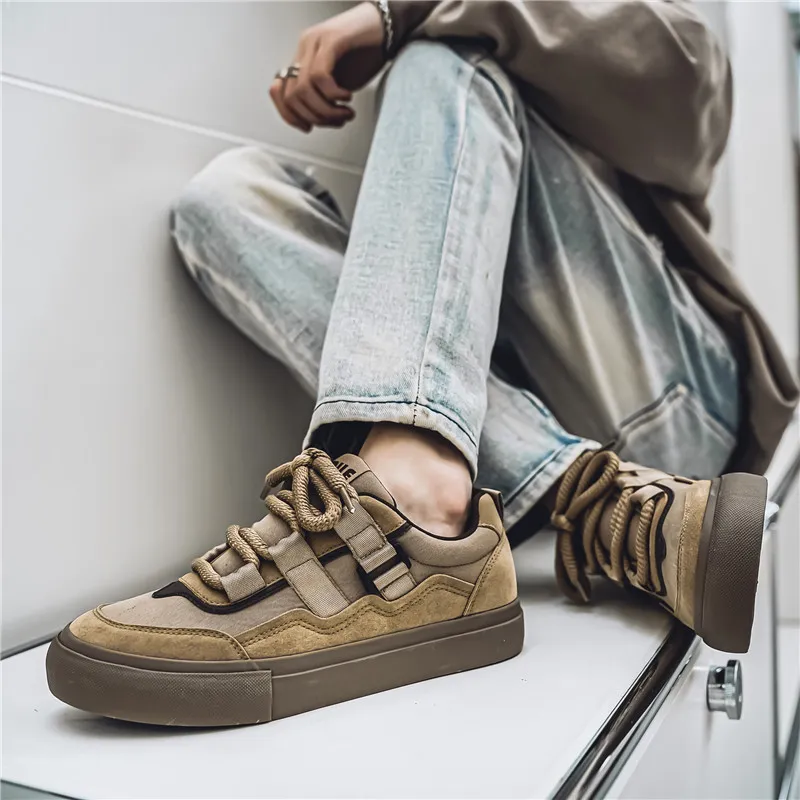 Colorful Creations Skateboard Shoes Men Low Top Black/Green/Camel-13