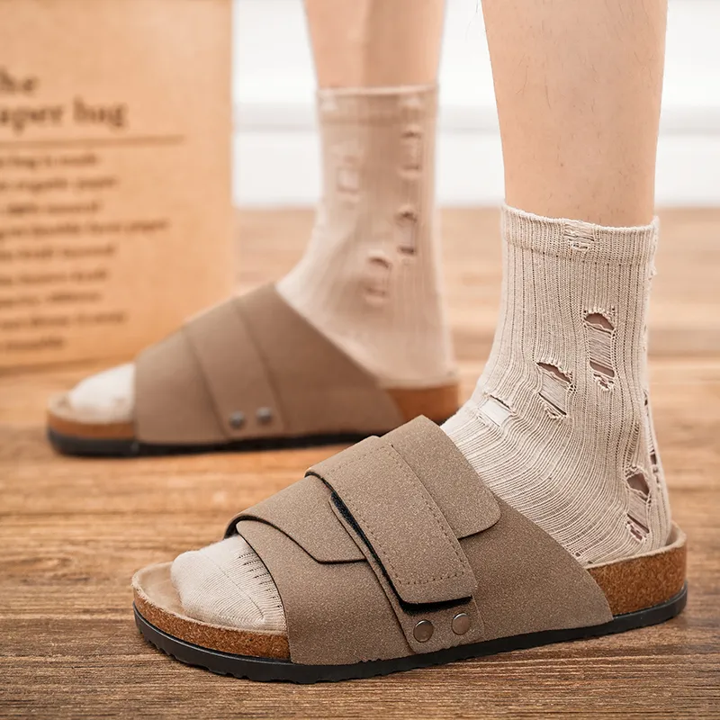 Colorful Creations Cork Sole Massage Slip Resistant Odor Resistant Quiet Slide Slippers Unisex-4