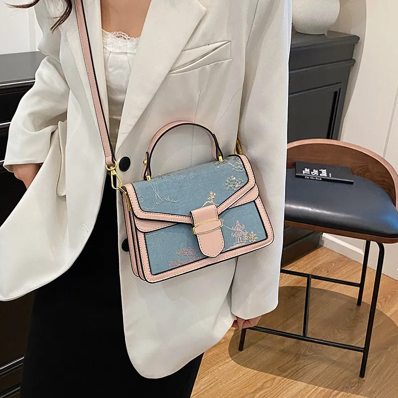 Yalu PU Crossbody One Shoulder Handbag Women's Black/Pink-6
