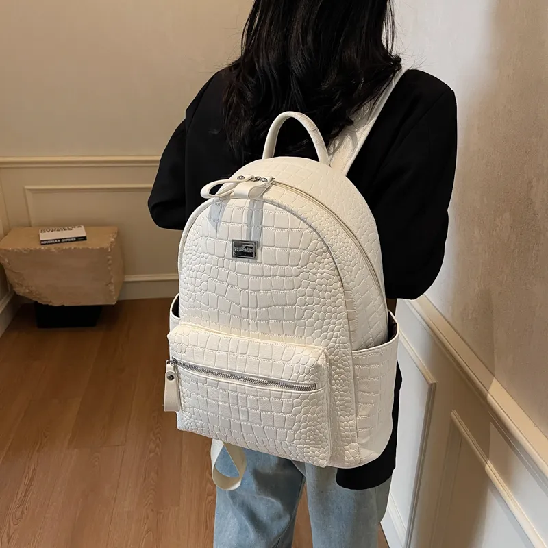 Yalu PU Backpack Trumpets Women's Ecru/Silver/Gray/Black/Khaki/Brown/Coffee-1