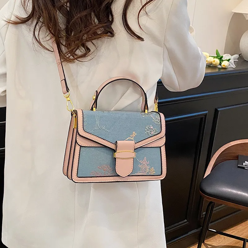 Yalu PU Crossbody One Shoulder Handbag Women's Black/Pink-5