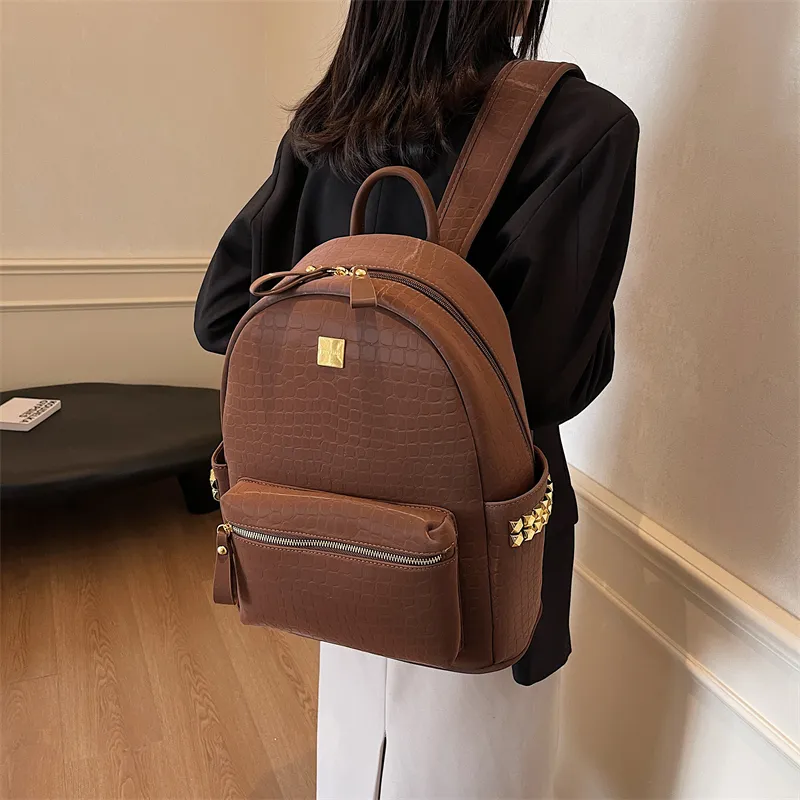 Yalu PU Backpack Regular Women's Gray/Black/Khaki/White/Coffee-18