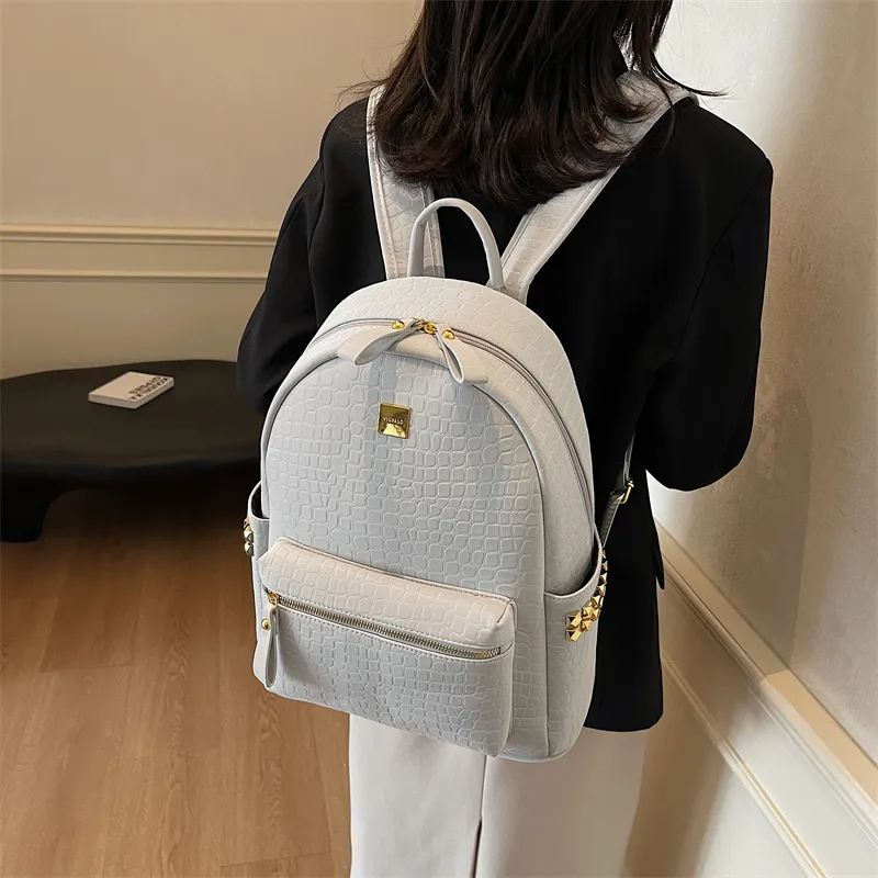 Yalu PU Backpack Regular Women's Gray/Black/Khaki/White/Coffee-4