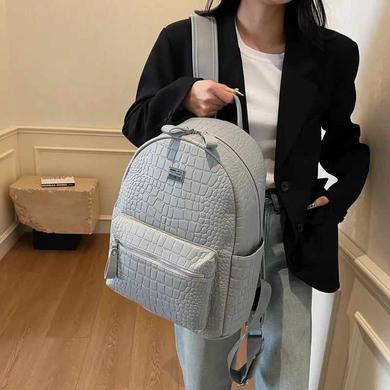 Yalu PU Backpack Trumpets Women's Ecru/Silver/Gray/Black/Khaki/Brown/Coffee-9