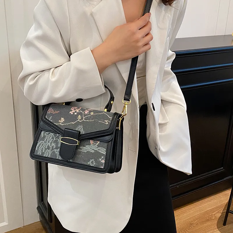 Yalu PU Crossbody One Shoulder Handbag Women's Black/Pink-2