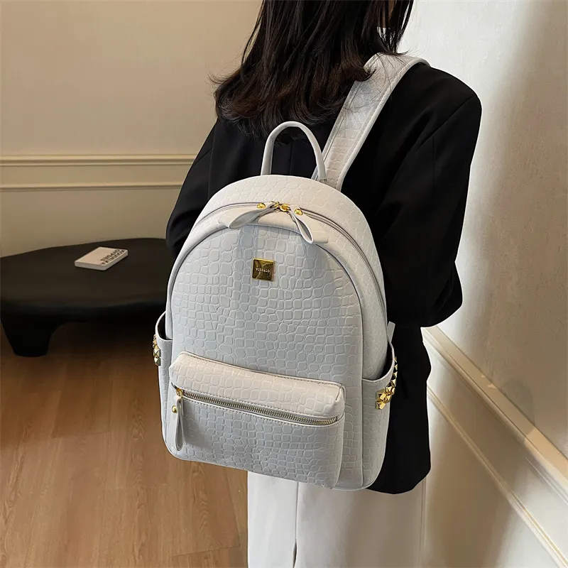Yalu PU Backpack Regular Women's Gray/Black/Khaki/White/Coffee-3
