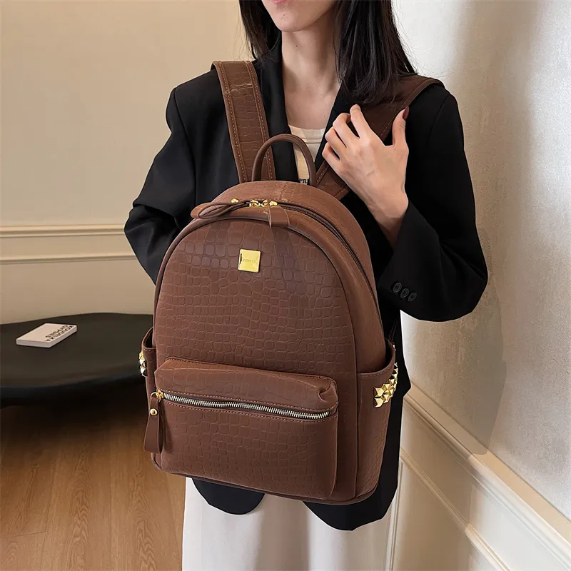 Yalu PU Backpack Regular Women's Gray/Black/Khaki/White/Coffee-19