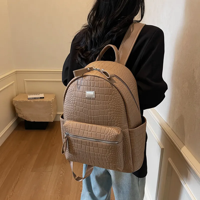 Yalu PU Backpack Trumpets Women's Ecru/Silver/Gray/Black/Khaki/Brown/Coffee-22