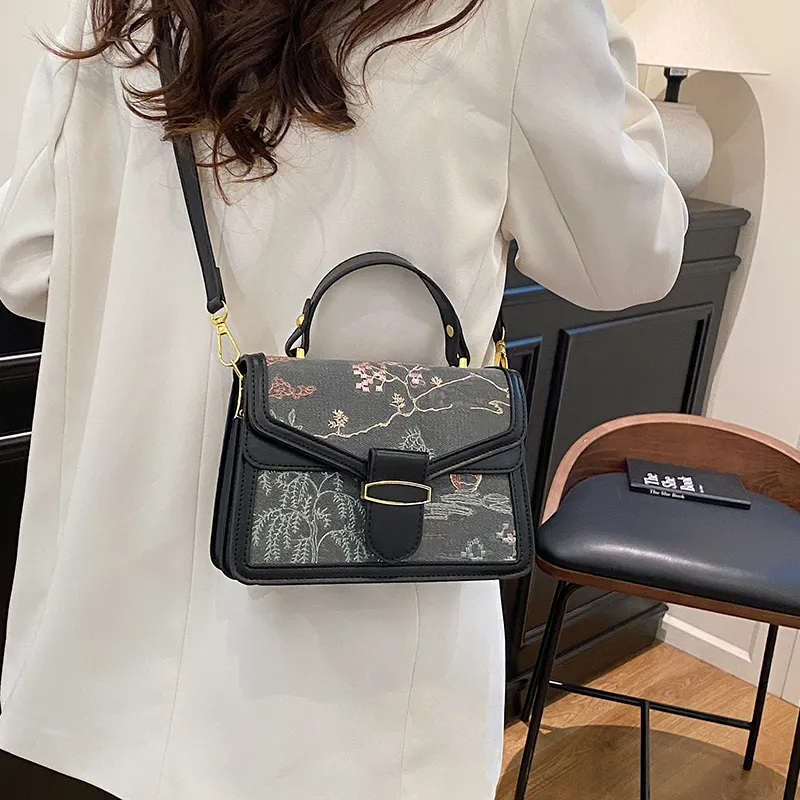 Yalu PU Crossbody One Shoulder Handbag Women's Black/Pink-3