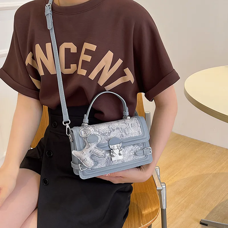 Yalu PU One Shoulder Handbag Women's Light Blue-2