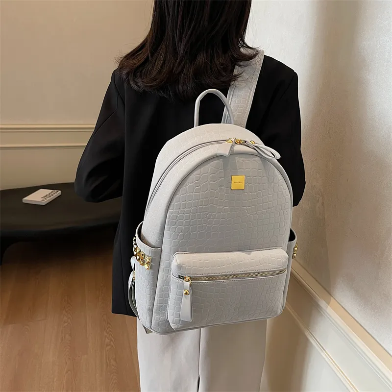 Yalu PU Backpack Regular Women's Gray/Black/Khaki/White/Coffee-2