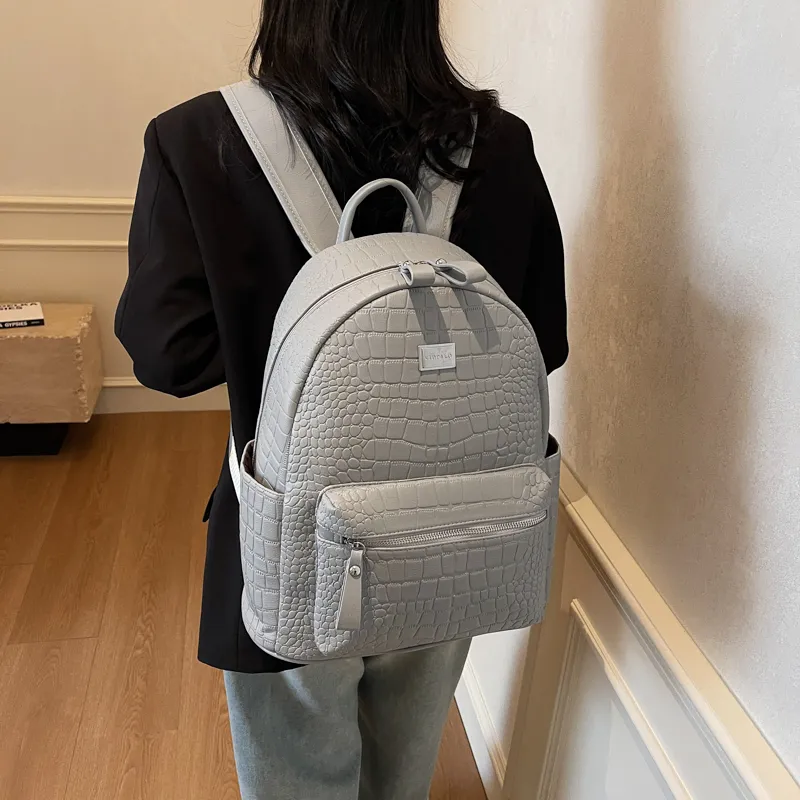 Yalu PU Backpack Trumpets Women's Ecru/Silver/Gray/Black/Khaki/Brown/Coffee-11