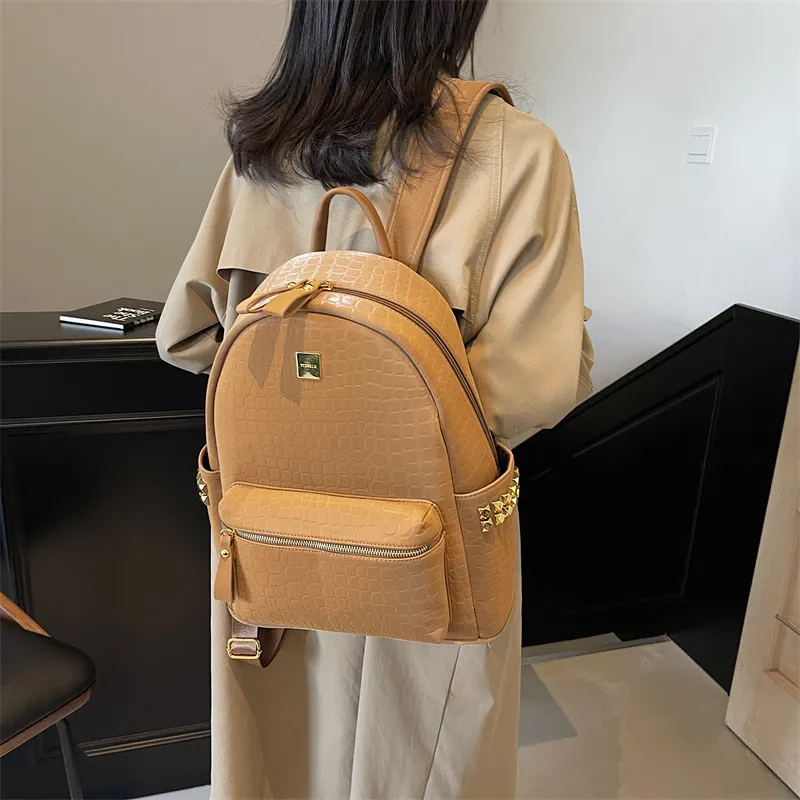 Yalu PU Backpack Regular Women's Gray/Black/Khaki/White/Coffee-9