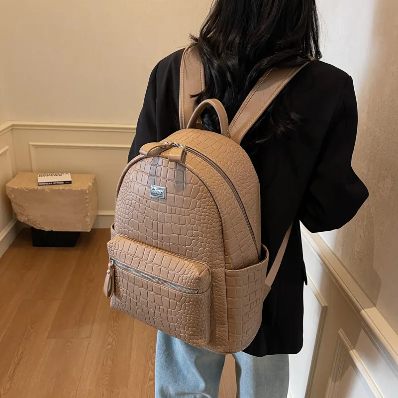 Yalu PU Backpack Trumpets Women's Ecru/Silver/Gray/Black/Khaki/Brown/Coffee-24