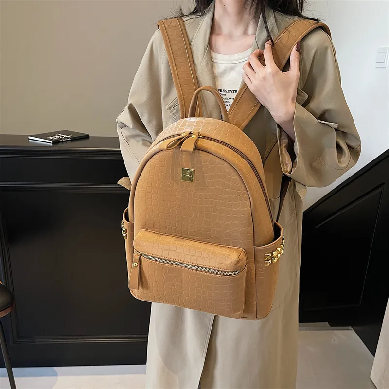 Yalu PU Backpack Regular Women's Gray/Black/Khaki/White/Coffee-11