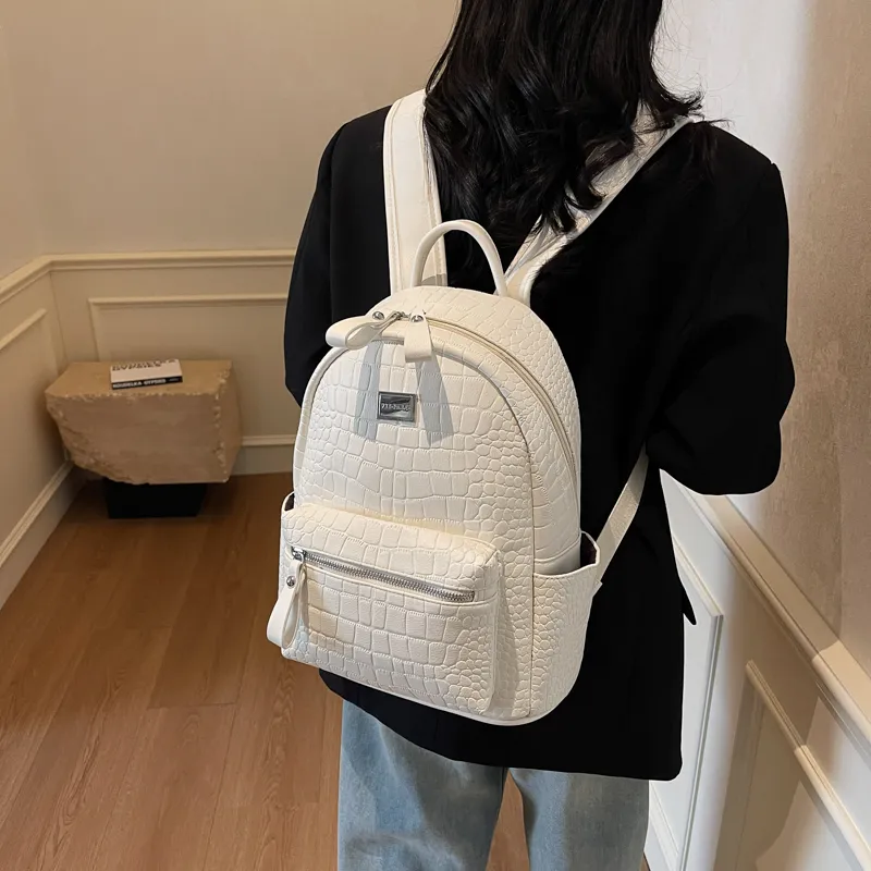 Yalu PU Backpack Trumpets Women's Ecru/Silver/Gray/Black/Khaki/Brown/Coffee-3