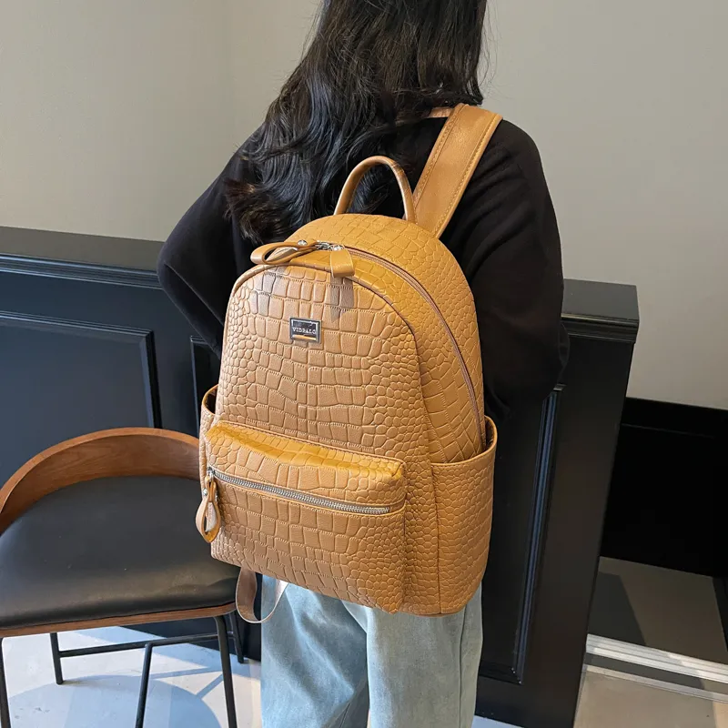 Yalu PU Backpack Trumpets Women's Ecru/Silver/Gray/Black/Khaki/Brown/Coffee-18