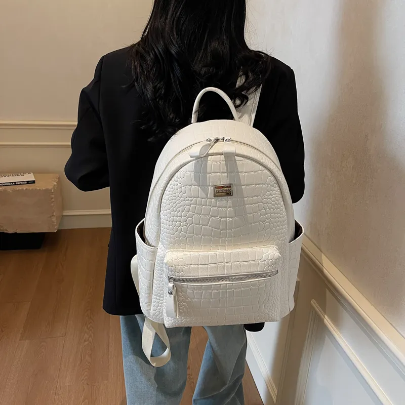 Yalu PU Backpack Trumpets Women's Ecru/Silver/Gray/Black/Khaki/Brown/Coffee-2