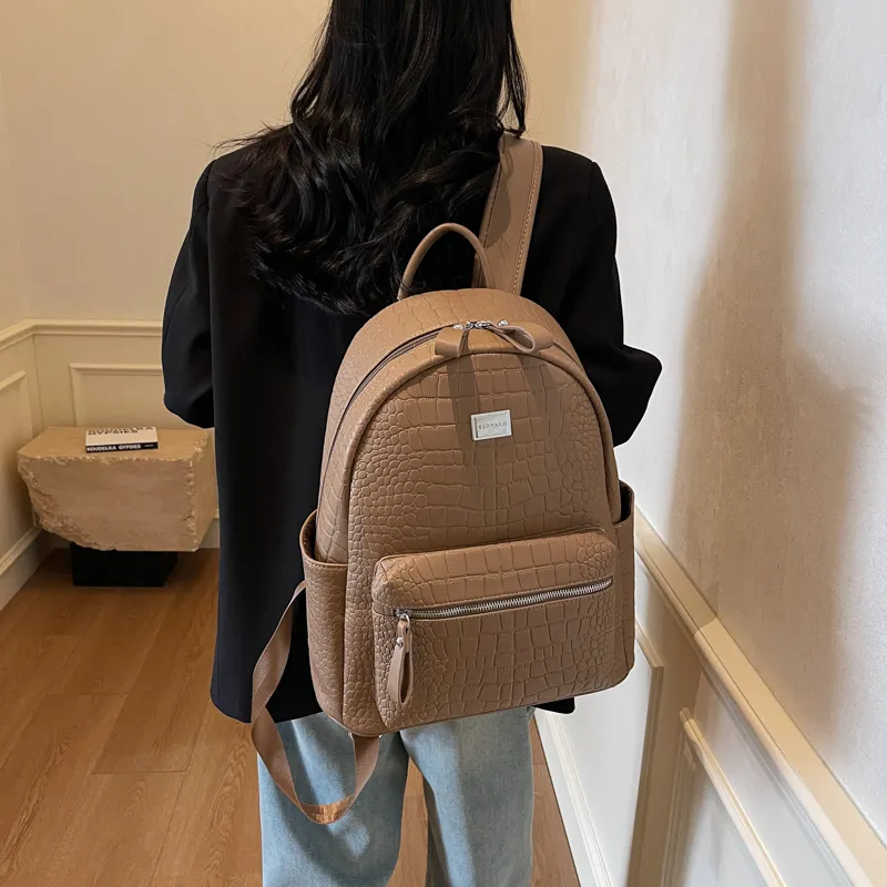 Yalu PU Backpack Trumpets Women's Ecru/Silver/Gray/Black/Khaki/Brown/Coffee-23