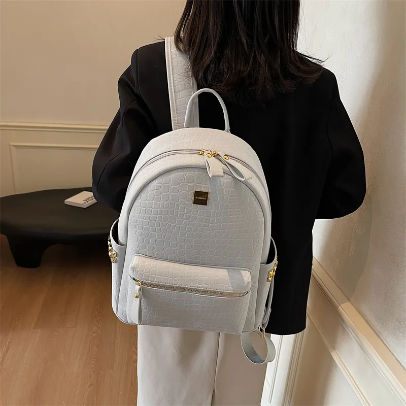 Yalu PU Backpack Regular Women's Gray/Black/Khaki/White/Coffee-1