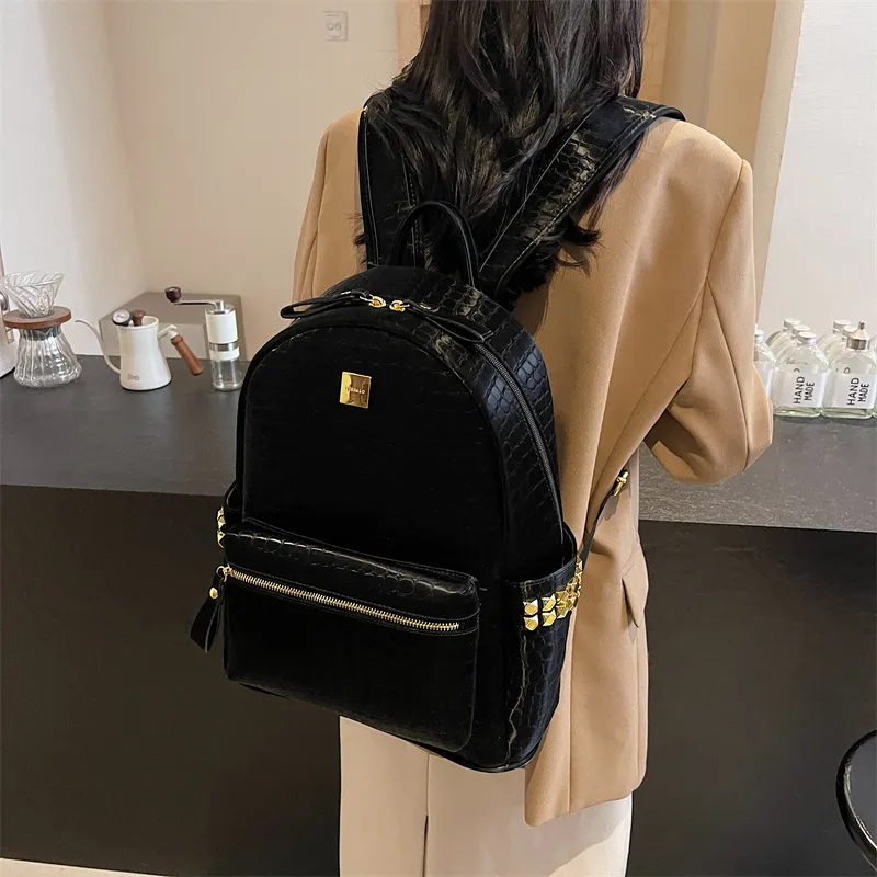 Yalu PU Backpack Regular Women's Gray/Black/Khaki/White/Coffee-7