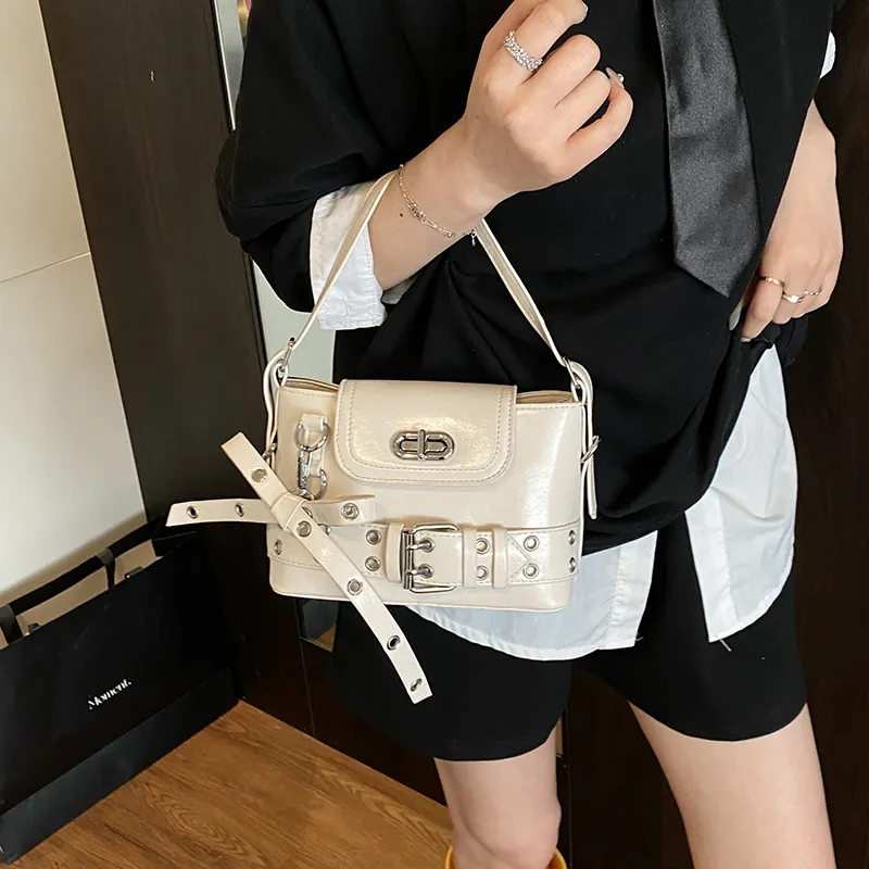 Yalu PU Shoulder Bag Women's Ecru/Black/Pink/Silver-3