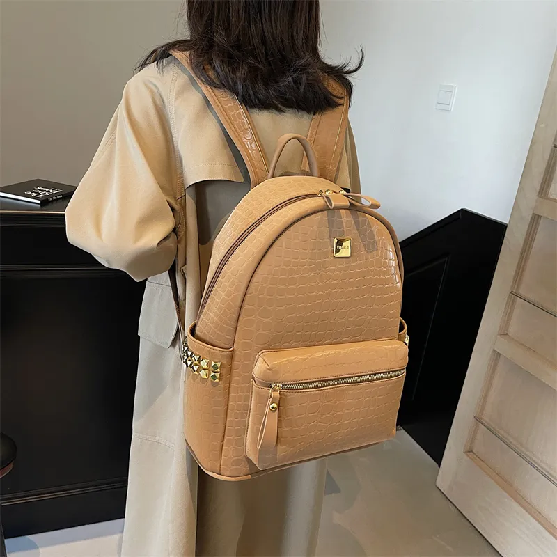 Yalu PU Backpack Regular Women's Gray/Black/Khaki/White/Coffee-10
