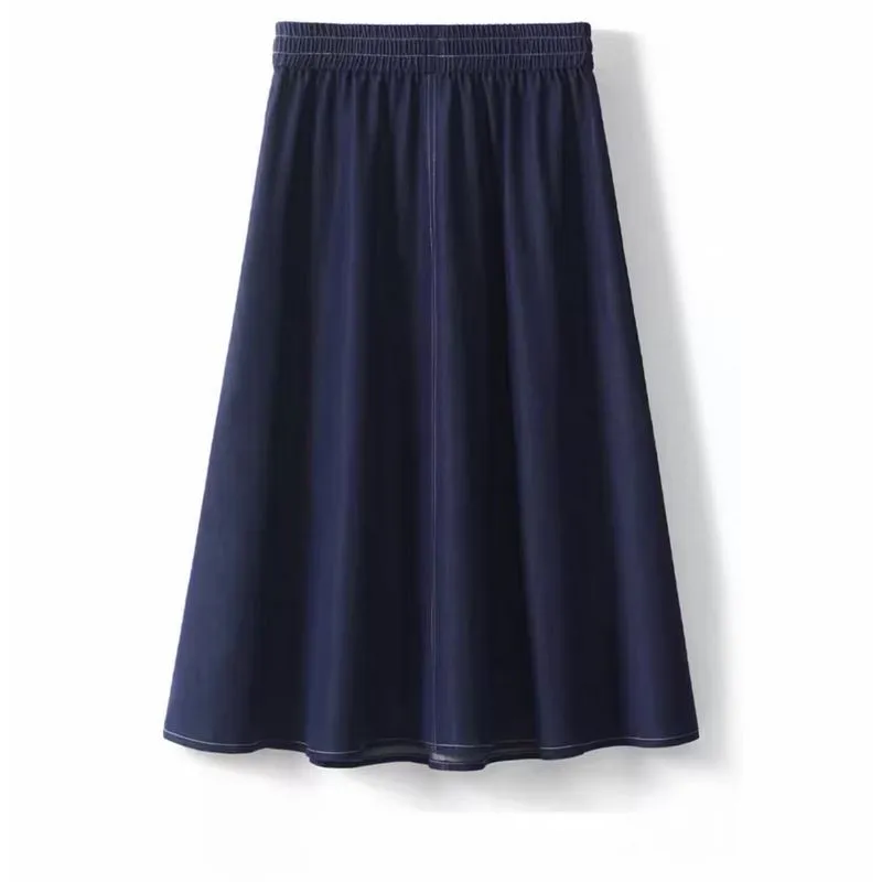 Taste The Color Casual Long Skirt Women's Blue-1