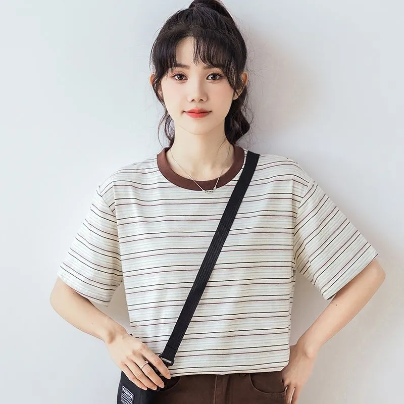 GOSO T Shirts Women's Apricot Stripes-2