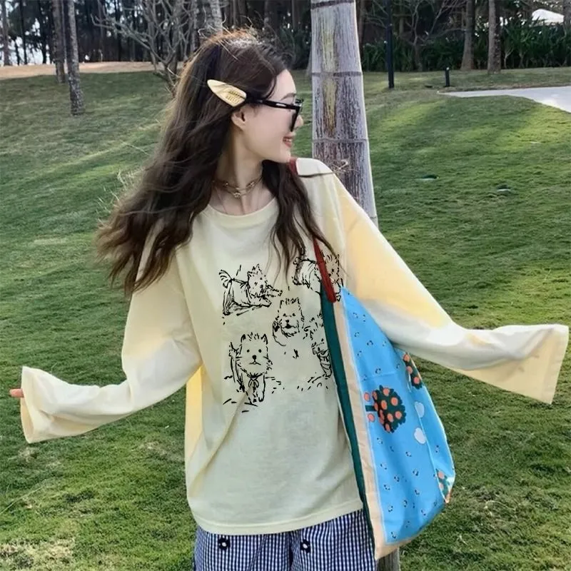 GOSO T Shirts Women's Beige Yellow-1