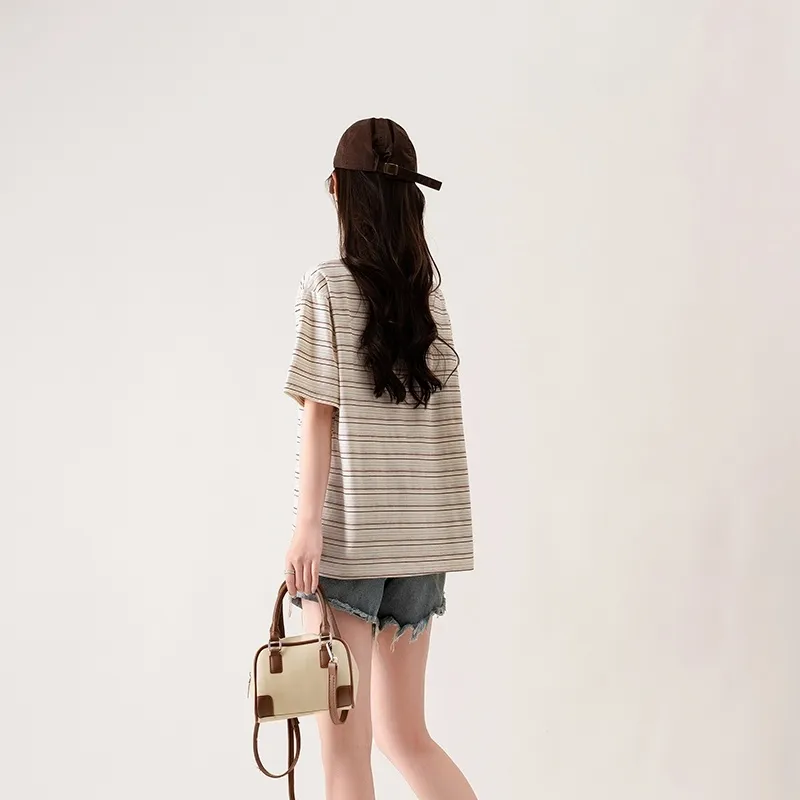GOSO T Shirts Women's Apricot Stripes-6