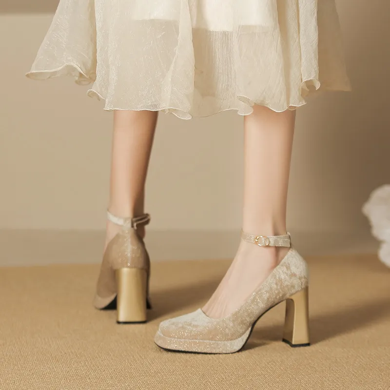 Lan Miao Chunky Heel High Heels Women's-9