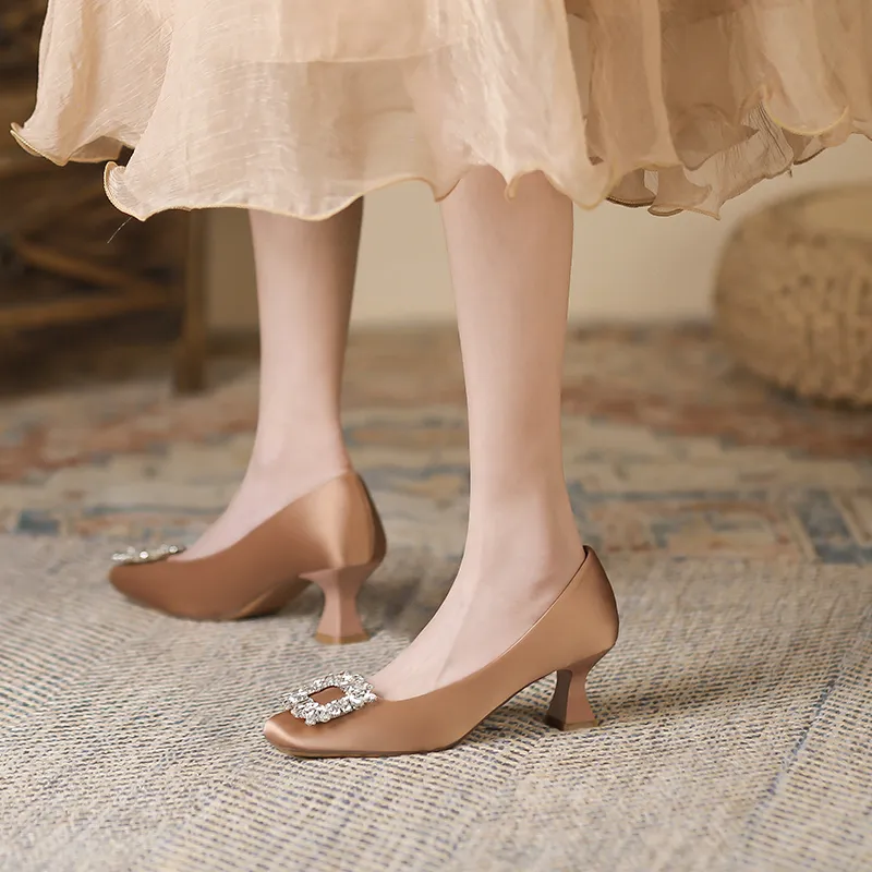 Lan Miao High Heels Women's Silver Gray/Dusty Pink/Black-10