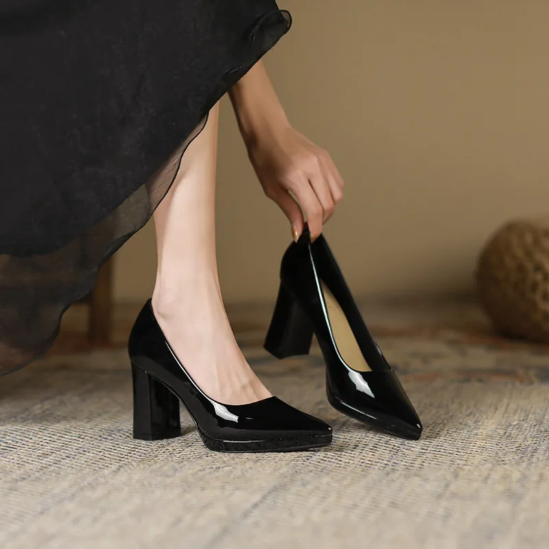 Lan Miao Chunky Heel High Heels Women's-5