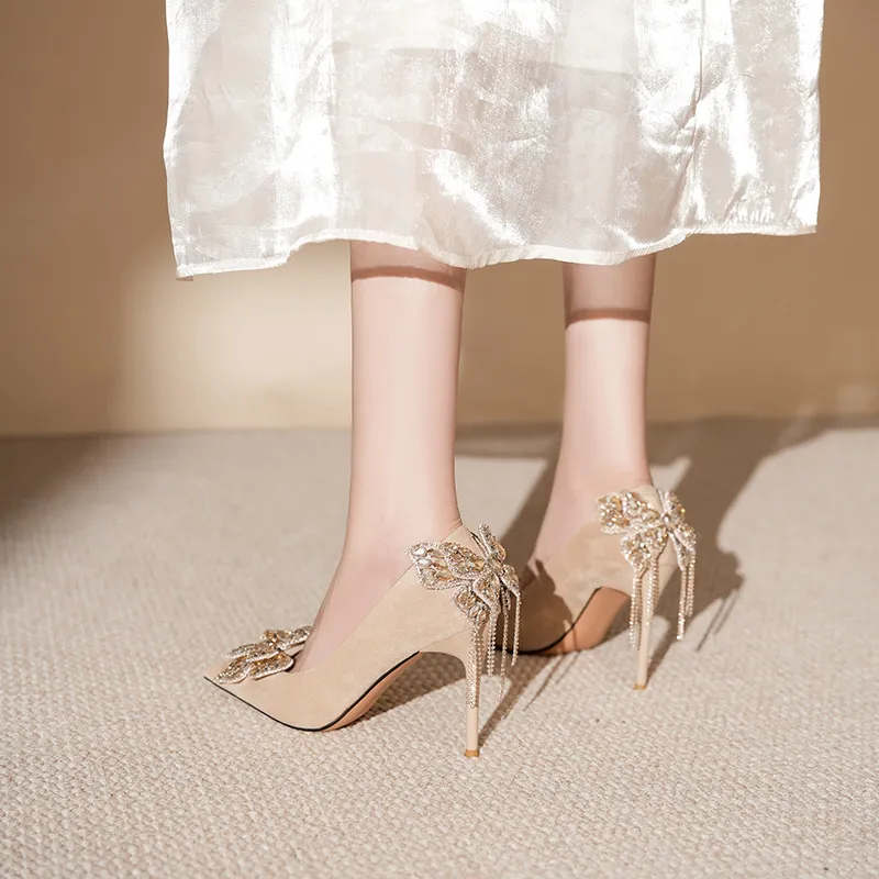 Lan Miao Slim Heel High Heels Women's Nude-3