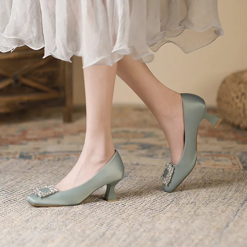 Lan Miao High Heels Women's Silver Gray/Dusty Pink/Black-2