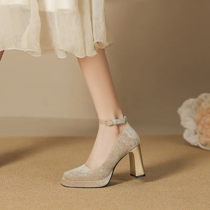 Lan Miao Chunky Heel High Heels Women's-8