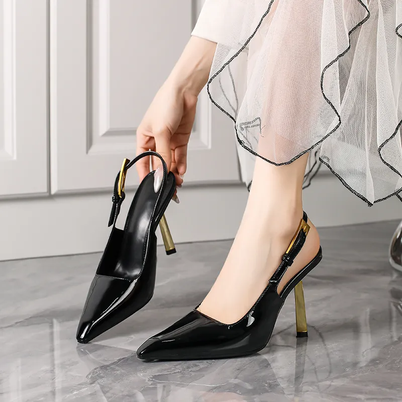 Lan Miao Slim Heel High Heels Women's Black-6