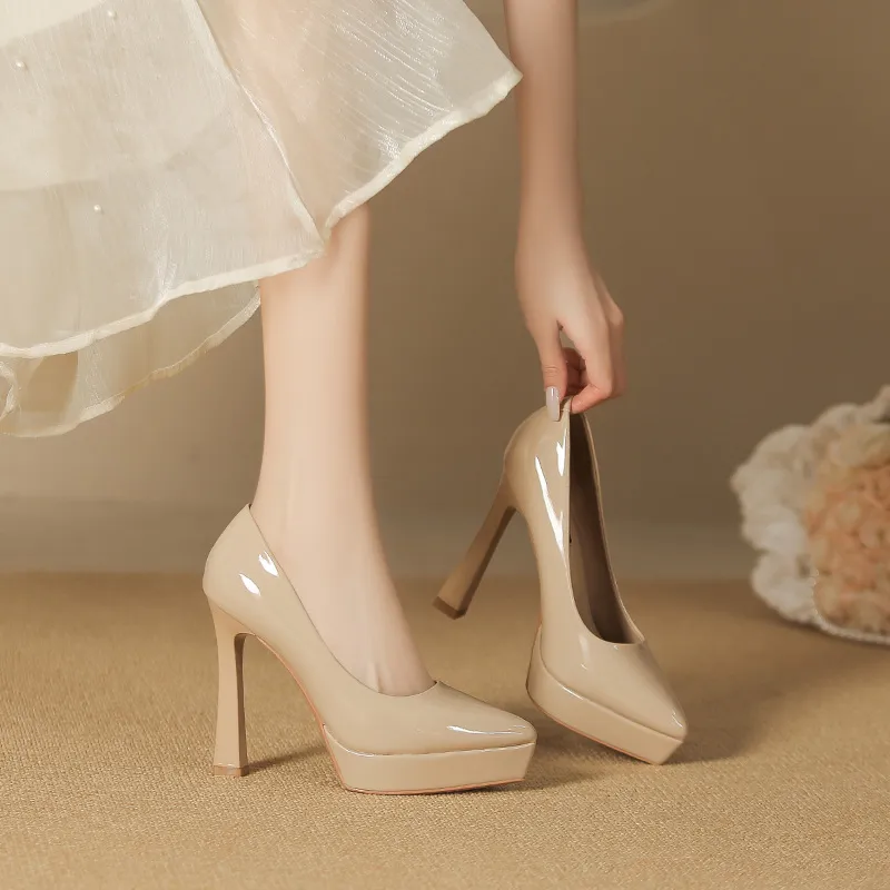 Lan Miao Slim Heel High Heels Women's Nude-3