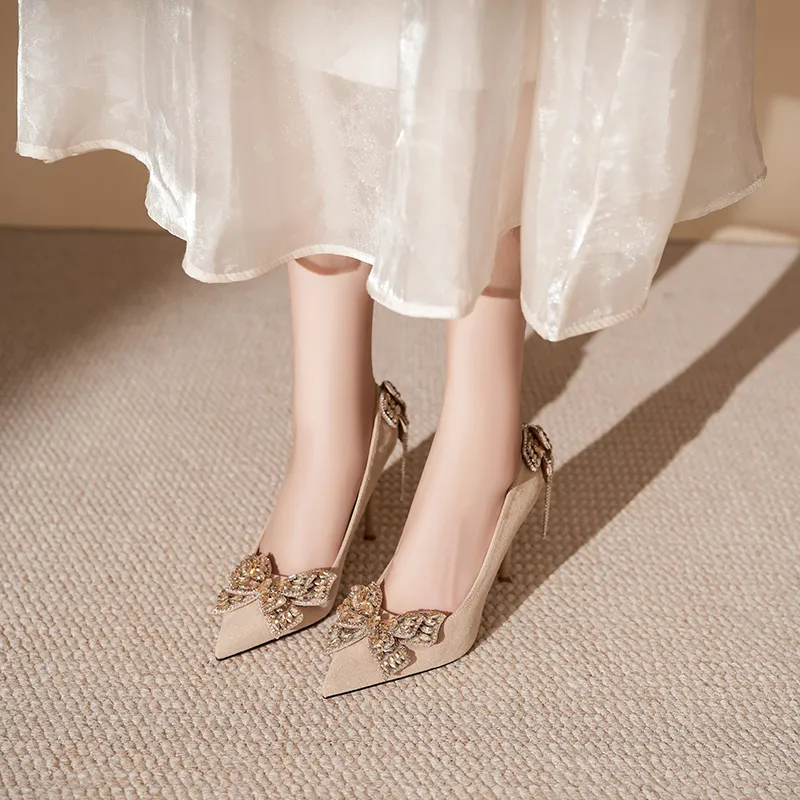 Lan Miao Slim Heel High Heels Women's Nude-2