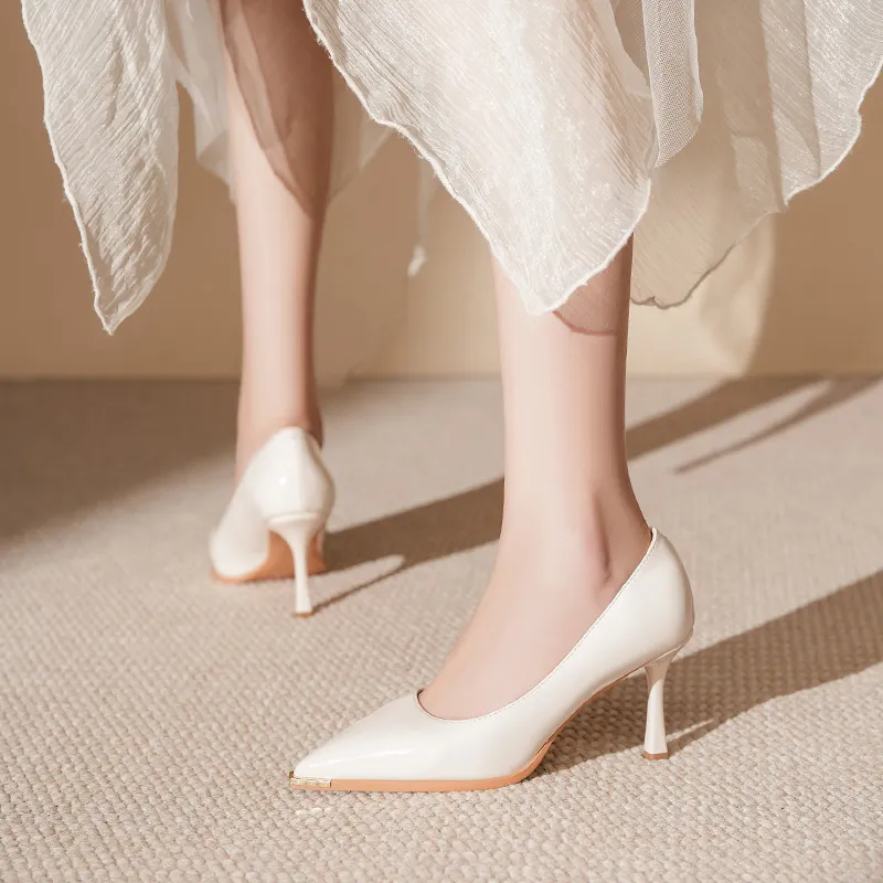 Lan Miao Slim Heel High Heels Women's Ecru-4