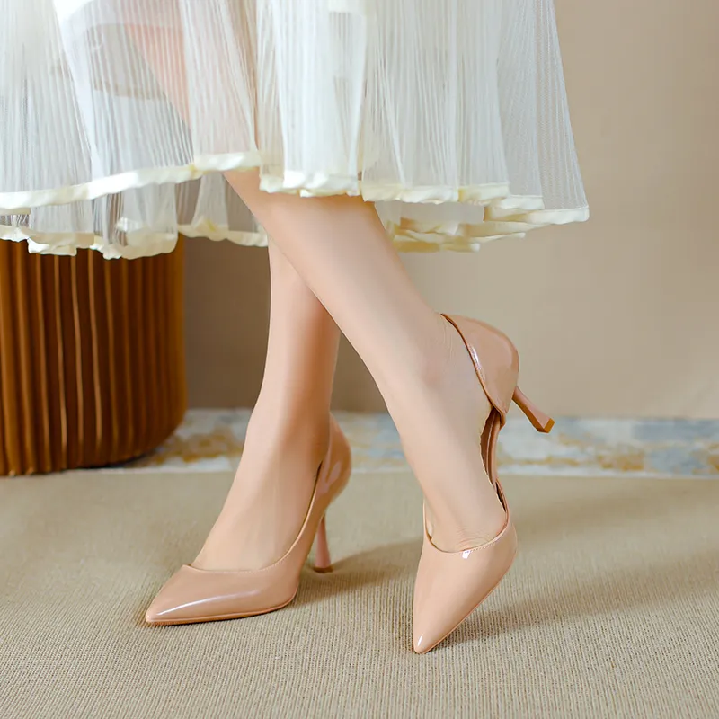 Lan Miao Slim Heel High Heels Women's Nude-4