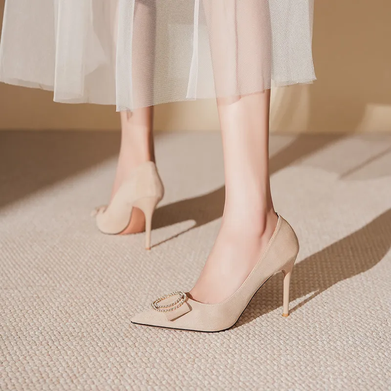 Lan Miao Slim Heel High Heels Women's Nude-1