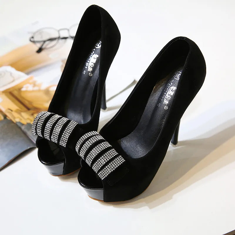 Lan Miao Slim Heel High Heels Women's Black-6