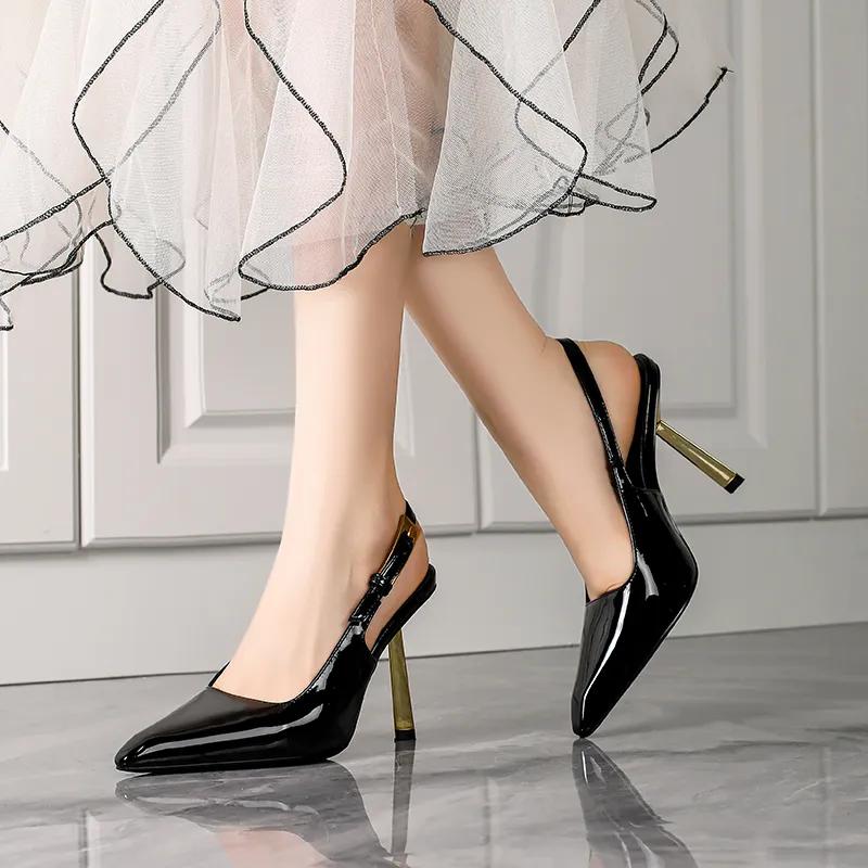 Lan Miao Slim Heel High Heels Women's Black-2