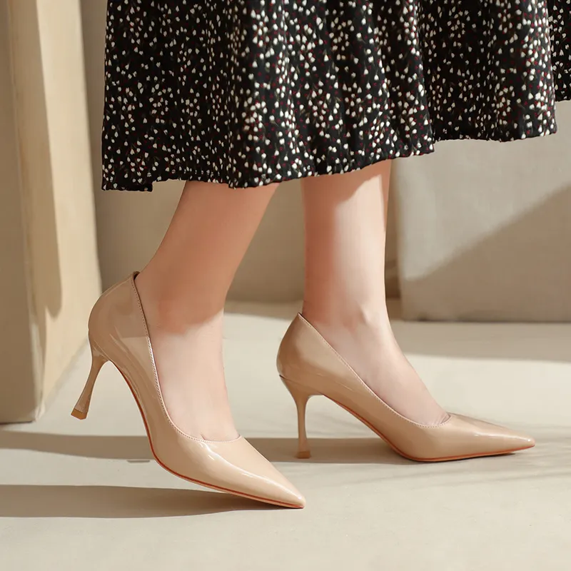 Lan Miao Slim Heel High Heels Women's Nude-4